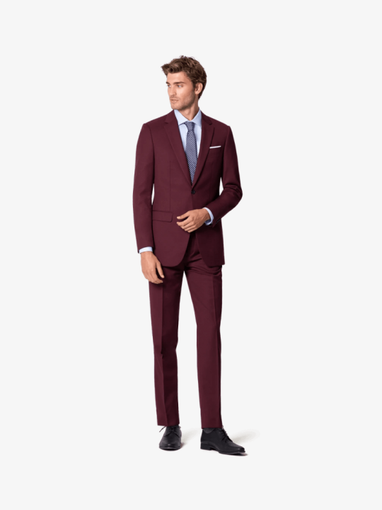 New Men One Button Two Piece Suit | Wine