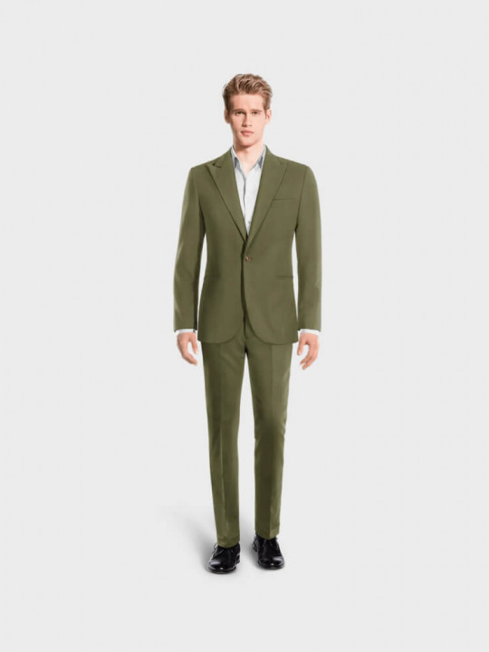 New Men One Button Two Piece Suit | Olive Green