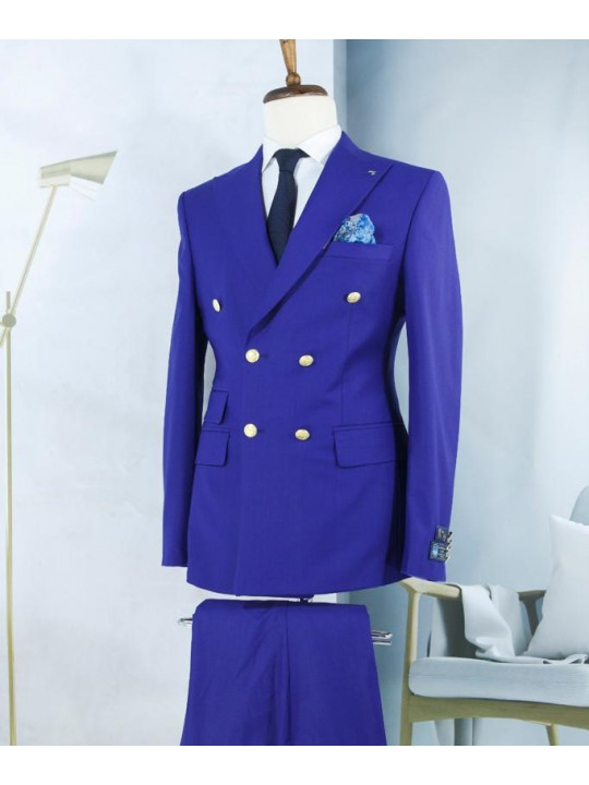 New Men's Double Breasted Two Piece Suit | Blue