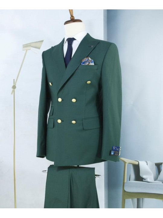 New Men's Double Breasted Two Piece Suit | Green