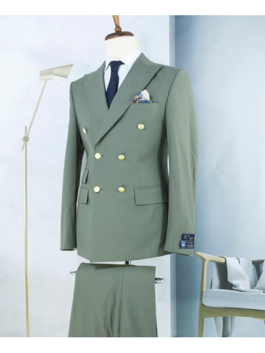 New Men's Double Breasted Two Piece Suit | Light Green