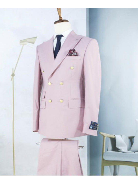 New Men's Double Breasted Two Piece Suit | Pink