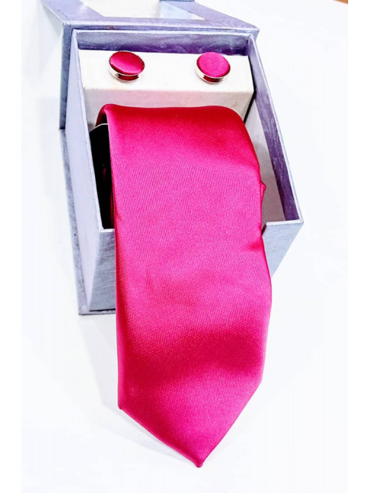  New Silk Tie with Matching Cufflinks | Pink