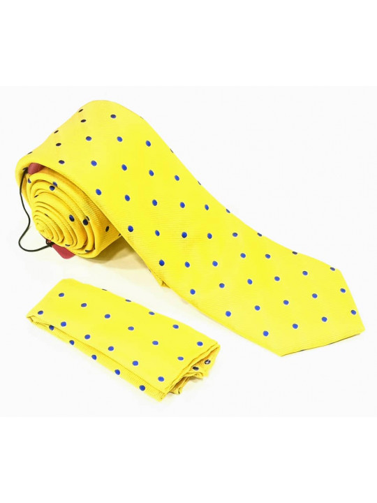  New Men Dotted Tie with Matching Pocket Square | Yellow