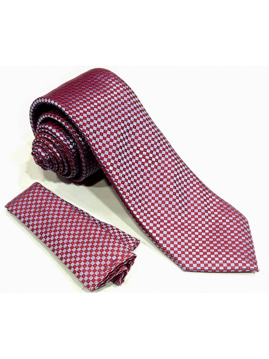  New Men Checked Tie with Matching Pocket Square | Purple