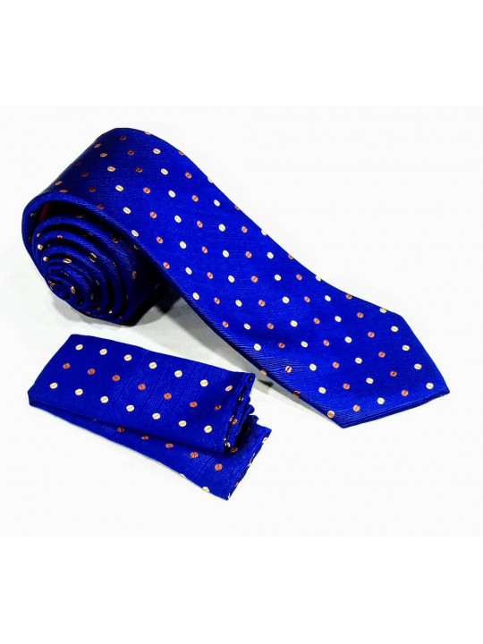  New Men Dotted Tie with Matching Pocket Square | Blue