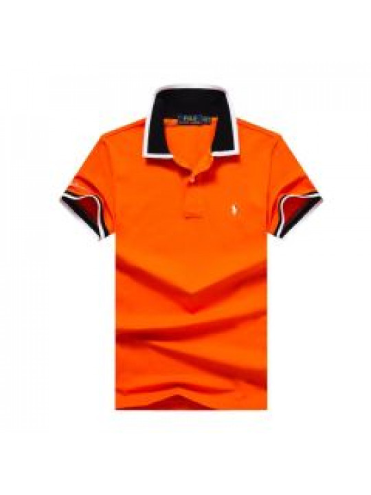 NEW RALPH LAUREN CUSTOM FIT SHORT SLEEVE POLO WITH RED SMALL PONY CREST | ORANGE