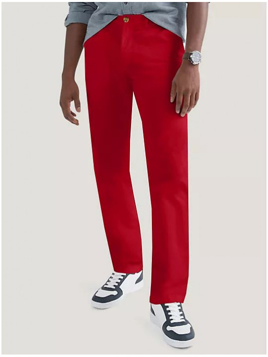 Men's Chinos Pants by TOMMY HILFIGER Smart Fit Stretch  details | RED