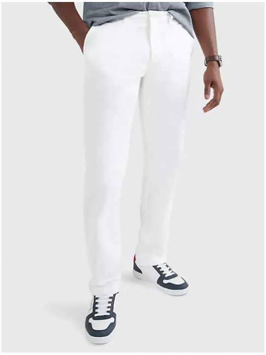 Men's Chinos Pants by TOMMY HILFIGER Smart Fit Stretch  details | WHITE