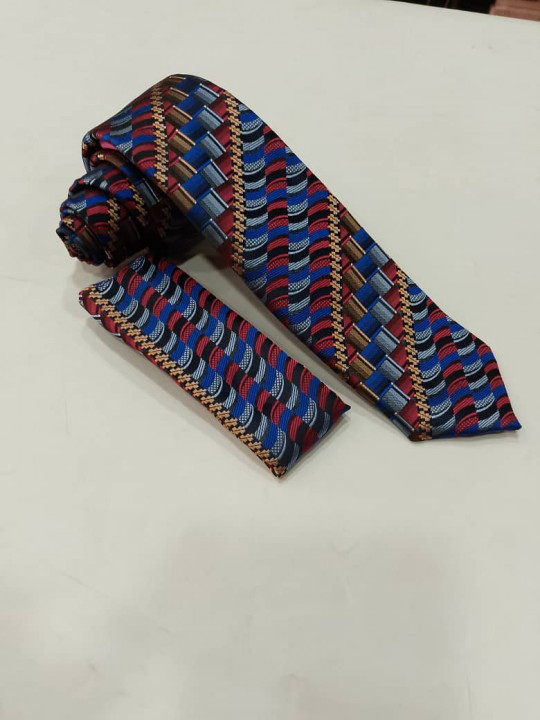 New Men Vintage Tie with Matching Pocket Square | Multicolor