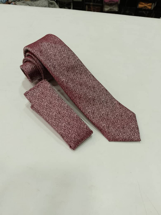New Men Vintage Tie with Matching Pocket Square | Wine