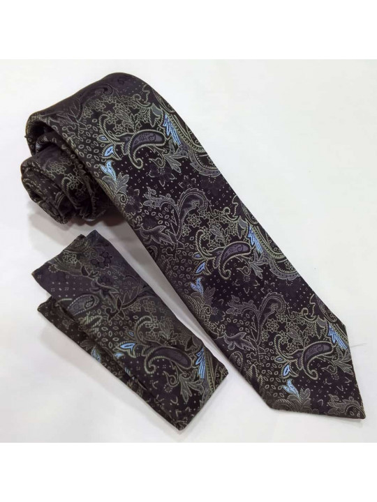 New Men Vintage Design Tie with Matching Pocket Square | Brown 