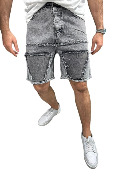 New Men Denim Cargo Loose Jeans Short | Grey