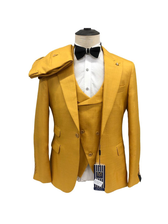 Men's Maligan Full Three Piece Suits | Yellow