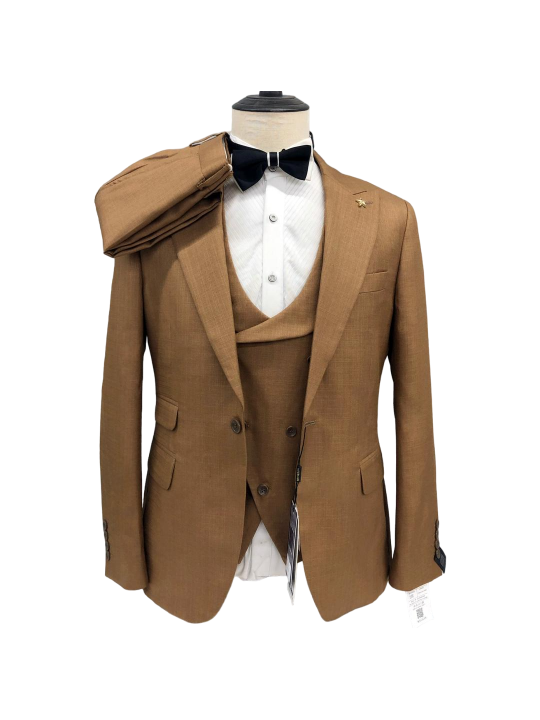 Men's Maligan Full Three Piece Suits | Brown