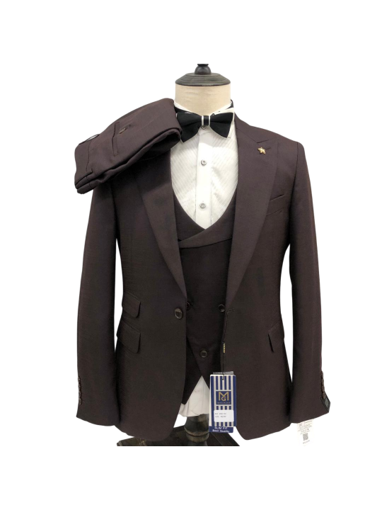 Men's Maligan Full Three Piece Suits | Dark Brown