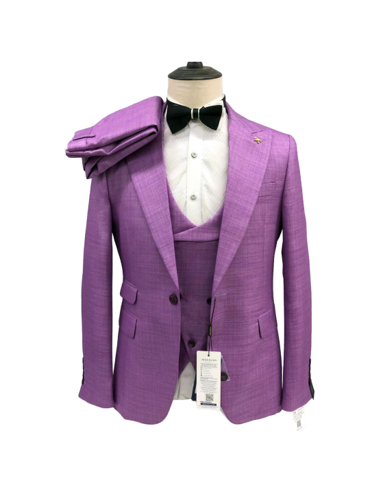 Men's Maligan Full Three Piece Suits | Purple