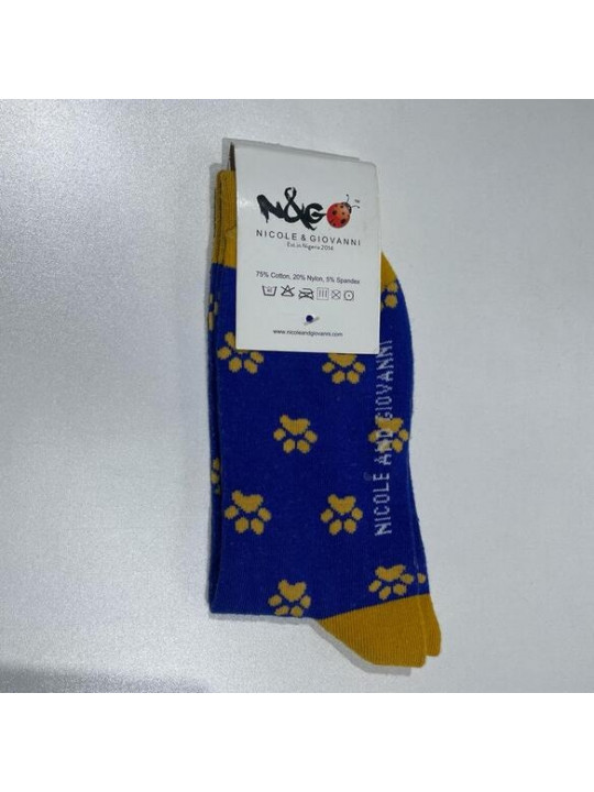 Original Nicole & Giovanni Animal print luxury cotton 2pc Socks | Yellow