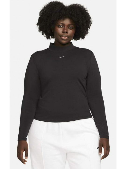 Original Nike Women's Sportswear Essentials LS Mock Top (Plus Size) 3X | Black