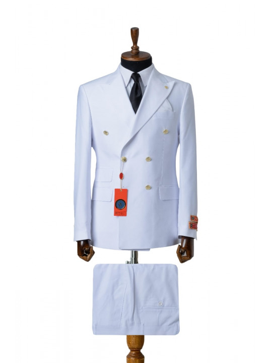 Men's Maestro Double Breasted Suit | White