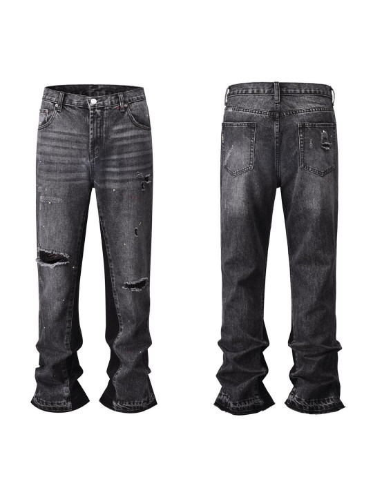 High Quality Ripped Cargo Styled Loose Fit Jeans | Grey 