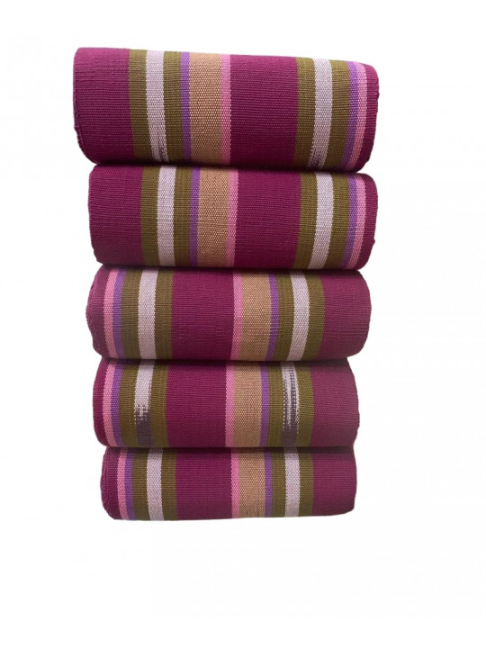 New Stripped Aso Oke Bundle Fabric | Wine | Pink