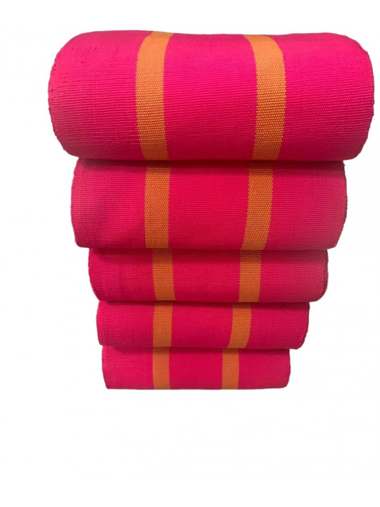 New High Quality Stripped Aso Oke Fabric | Pink | Orange