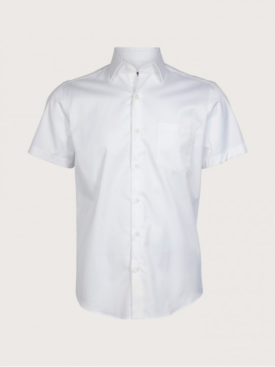 Dressman Premium Cotton Short Sleeve Shirt | White 