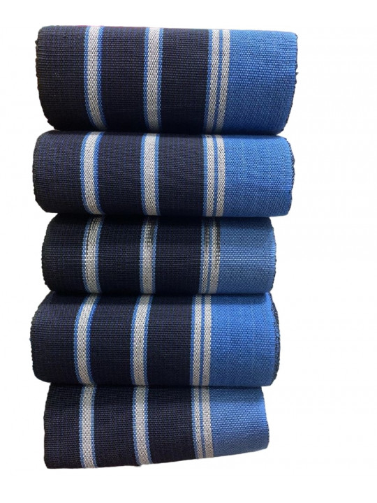 New Stripped Aso Oke Bundle Fabric | Blue | Silver
