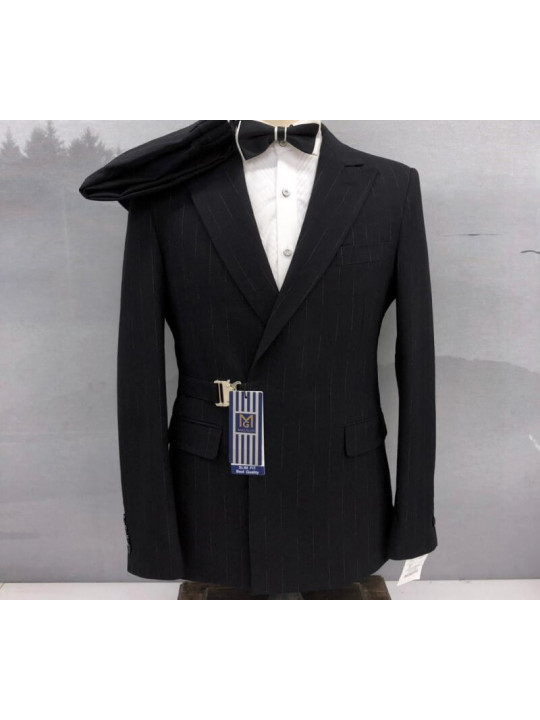 New Men Buckle Double Breasted 2 Piece Suit | Black