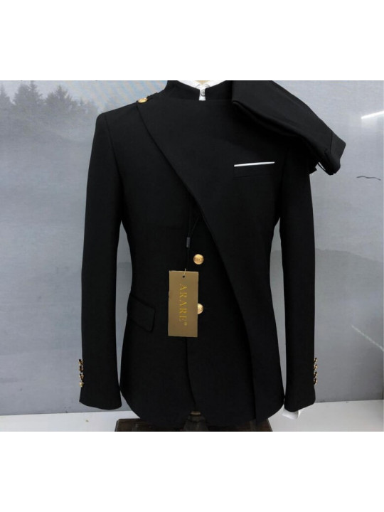 New Men Double Layered Suit | Black 