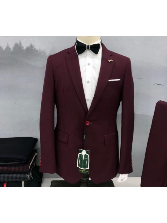 New Men Stylish 2 Piece Suit | Burgundy