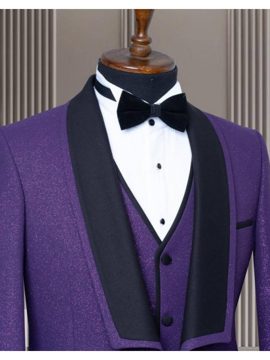 Men's Tuxedo with Black Shawl Lapel | Purple