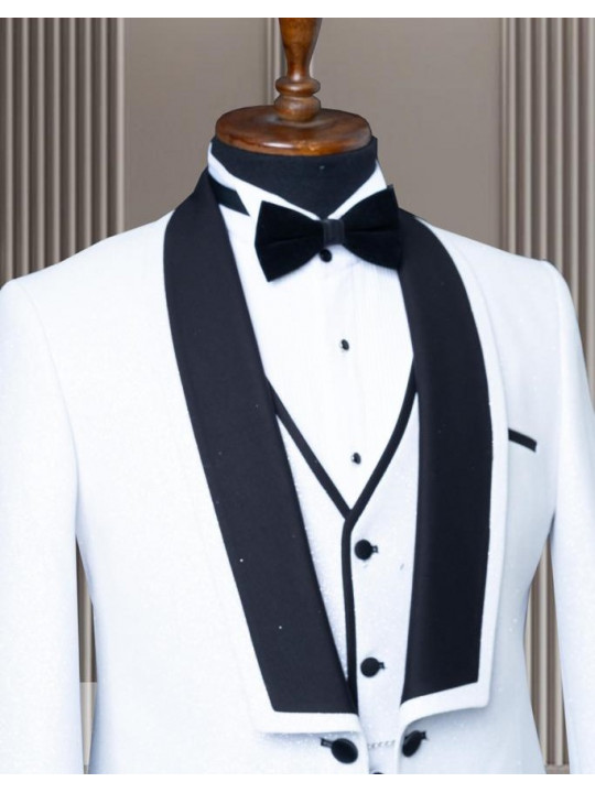 Men's Tuxedo with Black Shawl Lapel | White