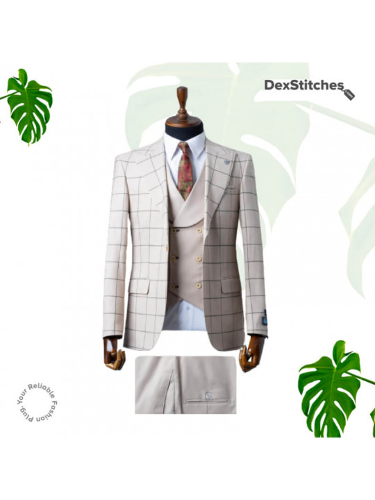 Men's Checkered Pattern 3 Piece Suit | Isabelline