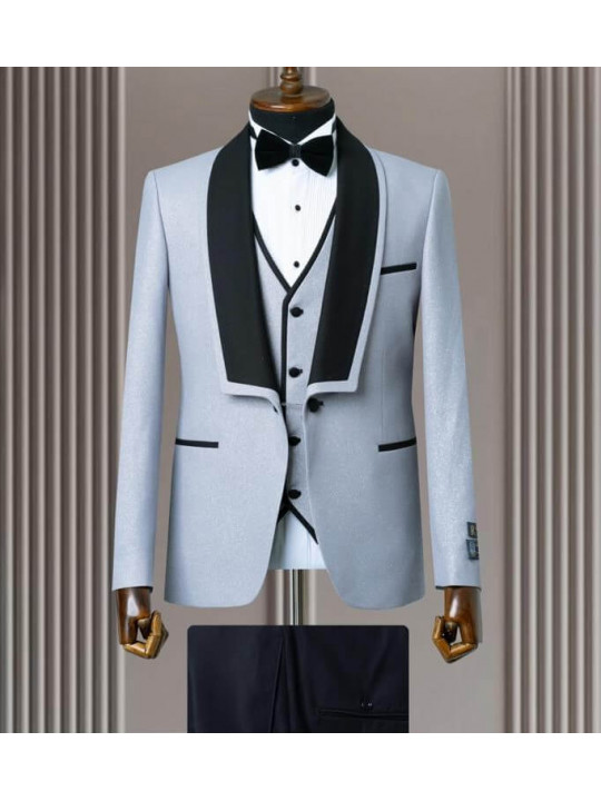 Men's Tuxedo with Black Shawl Lapel | Light blue