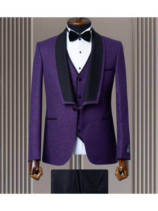 Men's Tuxedo with Black Shawl Lapel | Purple