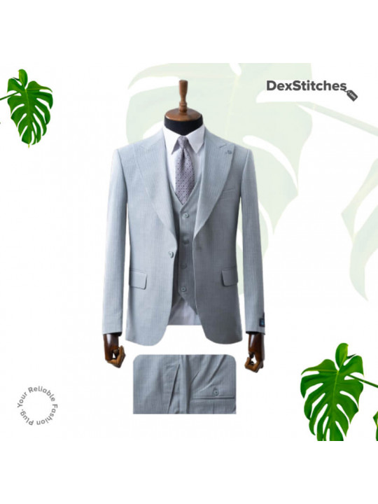New Men's Layered Pattern 3 Piece Suit | Dim gray