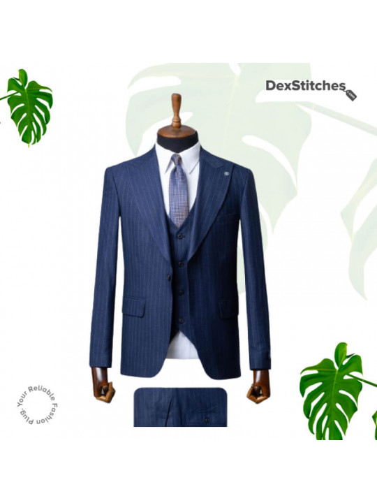 New Men's Layered Pattern 3 Piece Suit | Rich black