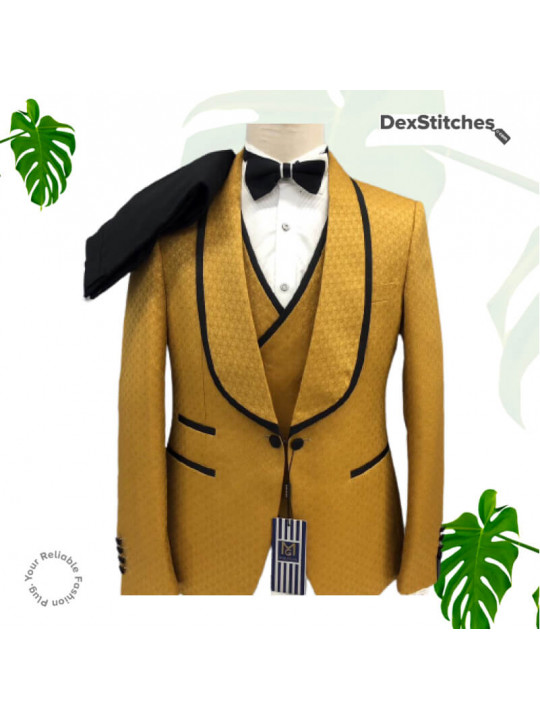 New Men's Paisley Patterned Tuxedo | Golden brown