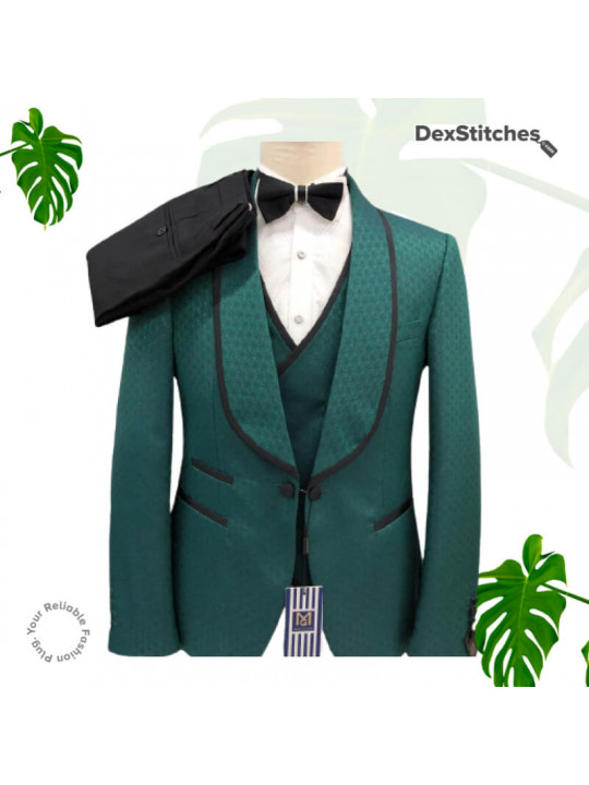 New Men's Paisley Patterned Tuxedo | Green