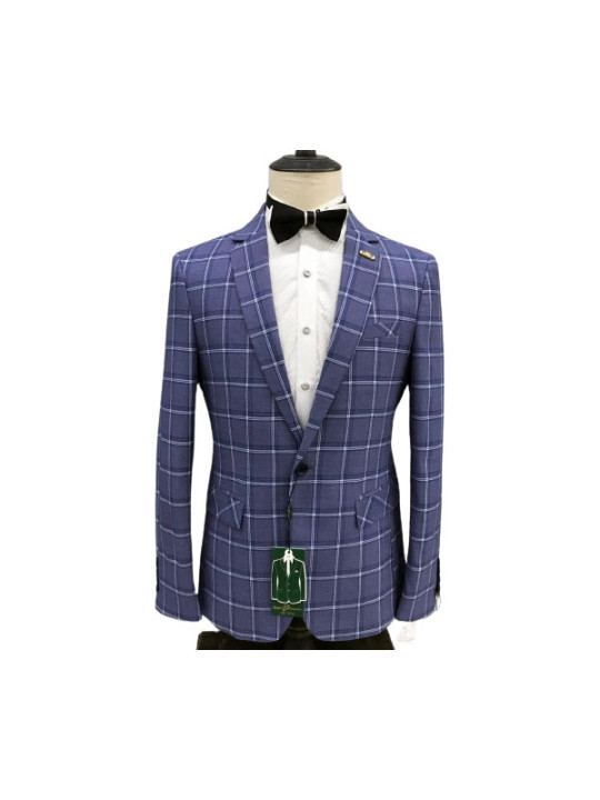Maligan Checked Premium Blazer | Deep Purple
