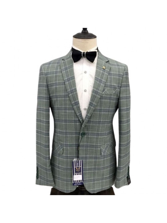 Maligan Checked Premium Blazer | Green