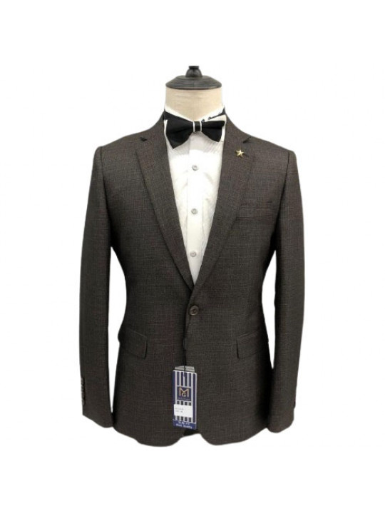 Maligan Plain Premium Blazer | Brownish Grey