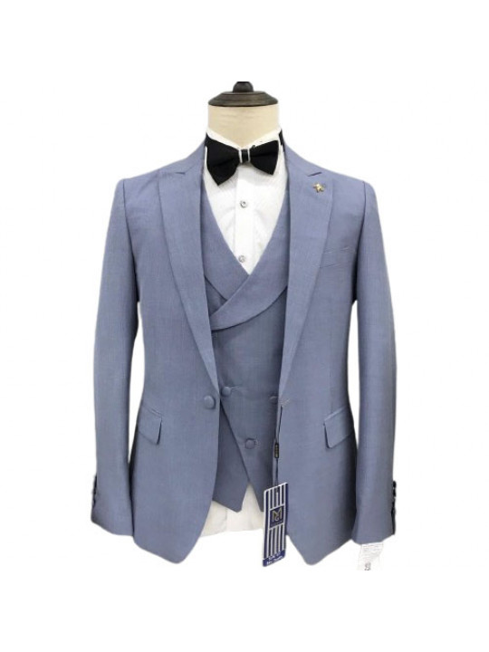 Maligan Three Piece Plain Premium Suit | Blue