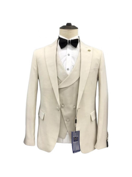 Maligan Three Piece Plain Premium Suit | Off White