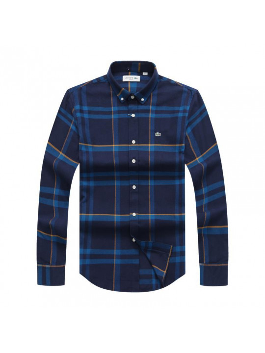 New Lacoste Check Long Sleeve Shirt | Dark Blue