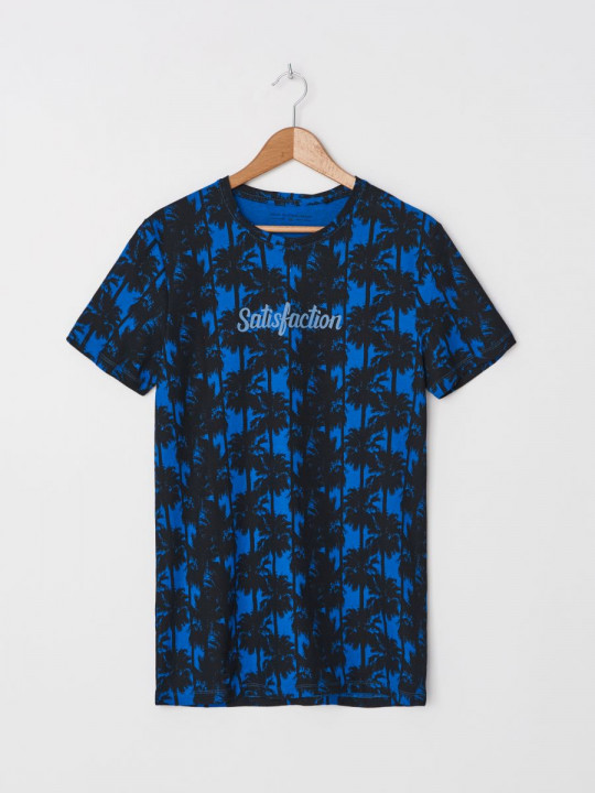 New Arrival House Brand Vintage T-Shirt with Floral Print | Black and Blue