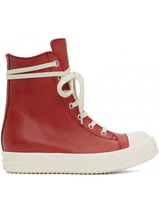 Rick Owens DRKSHDW High Top Leather Sneakers |Red