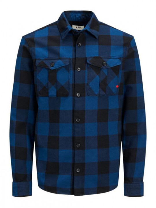 Redd By Jack & Jones Overshirt Jacket With Double Chest Pocket | Black & Blue